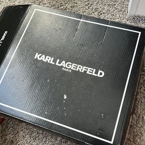 KARL LAGERFELD PARIS Blayze Jewel Ornament Ankle Strap Peep Toe Booties